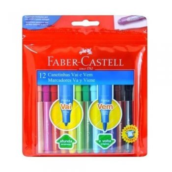 CANETA HIDROCOR VAI VEM 12 CORES FABER-CASTELL