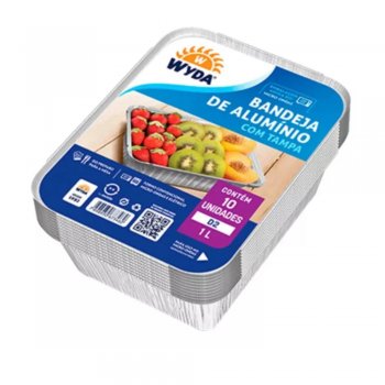 BANDEJA ALUMINIO D-2 - 1000 ML C/ 10 WYDA PRATICA