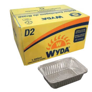 BANDEJA ALUMINIO D-2 C/ TAMPA 1000ML CX C/ 100 WYD