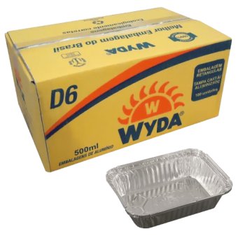 BANDEJA ALUMINIO D-6 C/TAMPA 500 ML C/100 WYDA
