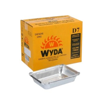 BANDEJA ALUMINIO D-7 C/ TAMPA 750ML C/100 WYDA
