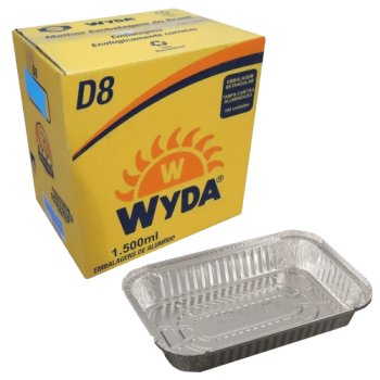 BANDEJA ALUMINIO D-8 C/TAMPA 1500ML C/100 WYDA
