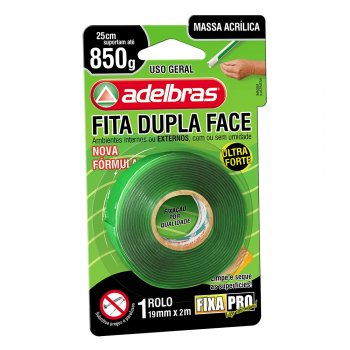 FITA DUPLA FACE MASSA ACRILICA 19MM X 2M ADELBRAS