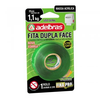 FITA DUPLA FACE MASSA ACRILICA 24MM X 2 M ADELBRAS